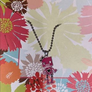 Pink robot necklace